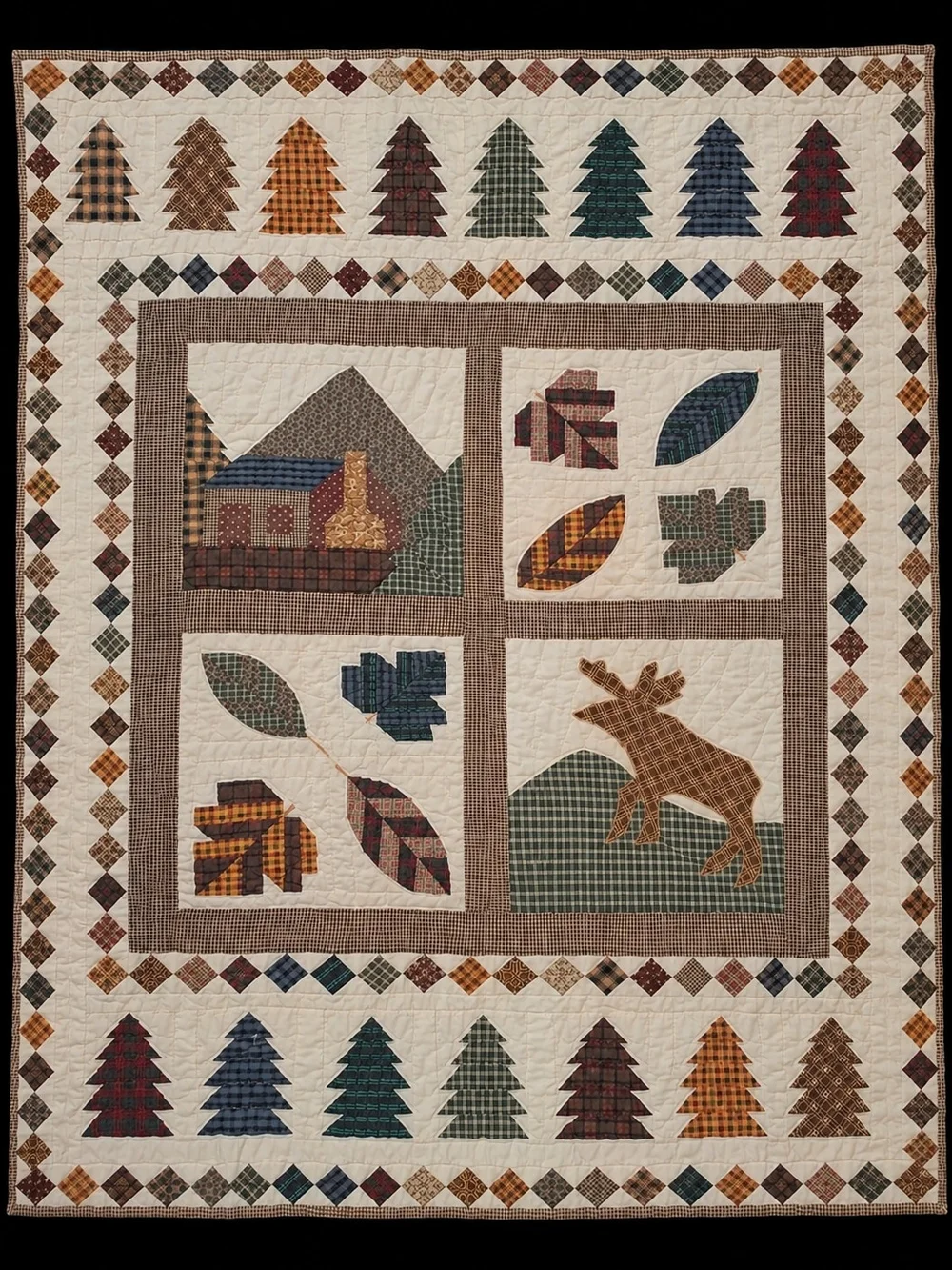 Handmade Patchwork Woodland Quilted Throw 45